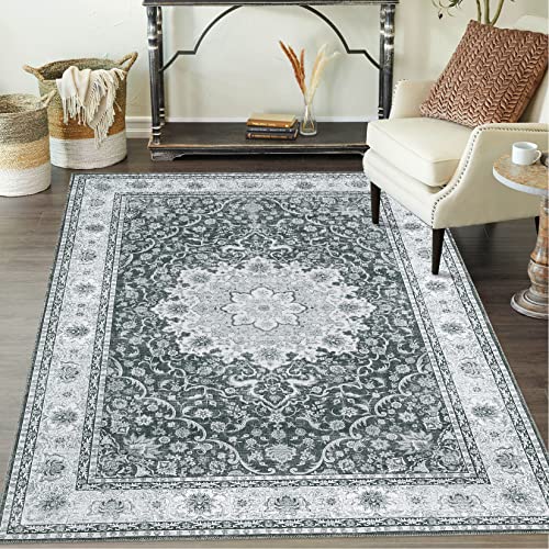 Vintage Oriental Medallion Area Rug 3x5 - Grey