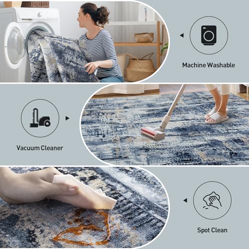 Modern Abstract Washable Area Rug for Indoor & Outdoor