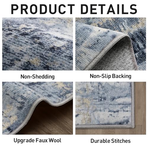 Modern Abstract Washable Area Rug for Indoor & Outdoor