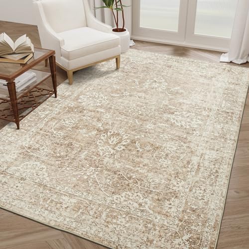 Vintage Floral 8x10 Area Rug for Indoor/Outdoor Decor