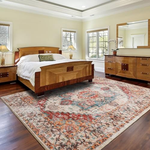 5x7 Vintage Floral Print Non-Slip Area Rug, Washable