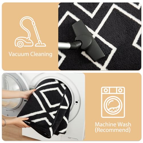 Geometric Modern Area Rug, Black, 6x9 Feet - Indoor/Outdoor