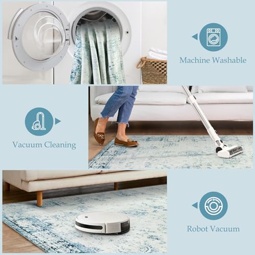 Blue Vintage 6x9 Area Rug for Living & Bedroom