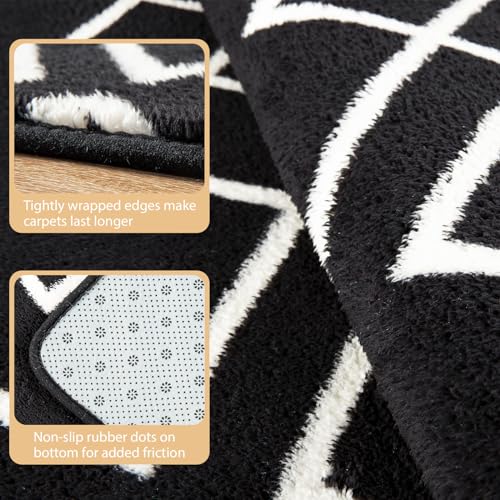 Geometric Modern Area Rug, Black, 6x9 Feet - Indoor/Outdoor