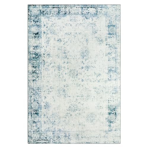 Blue Vintage 6x9 Area Rug for Living & Bedroom