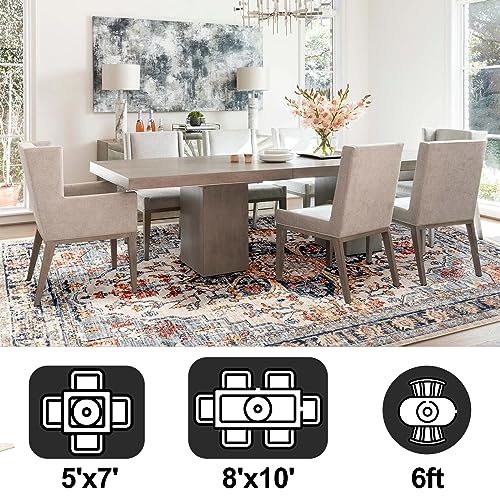 Vintage Beige 5x7 Area Rug for Living Room