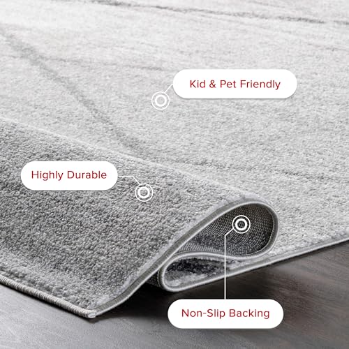 Contemporary Grey Abstract Lines Area Rug - 2x3