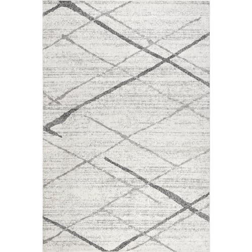 Contemporary Grey Abstract Lines Area Rug - 2x3