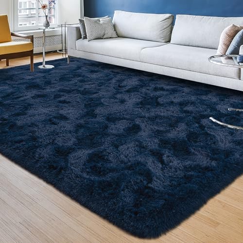 Soft Navy Blue Area Rug for Bedroom and Living Room
