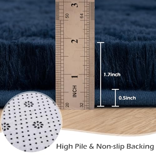 Soft Navy Blue Area Rug for Bedroom and Living Room