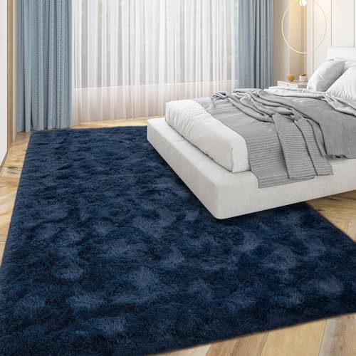 Soft Navy Blue Area Rug for Bedroom and Living Room