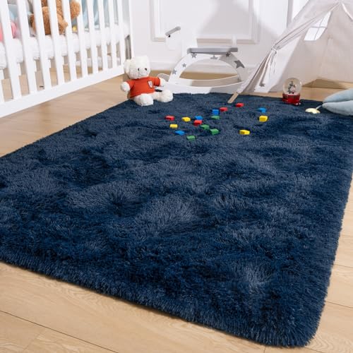 Soft Navy Blue Area Rug for Bedroom and Living Room