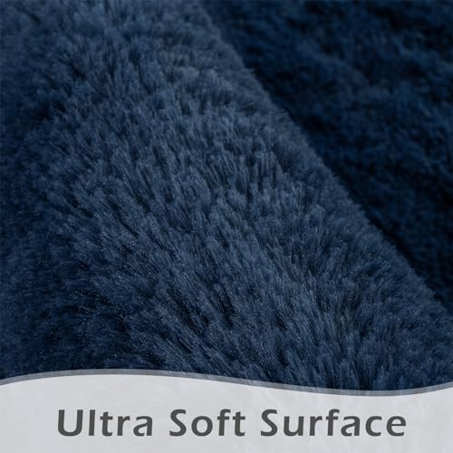 Soft Navy Blue Area Rug for Bedroom and Living Room