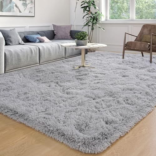 Grey Fluffy Shag Rug for Indoor/Outdoor Decor, 4x6