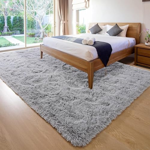 Grey Fluffy Shag Rug for Indoor/Outdoor Decor, 4x6