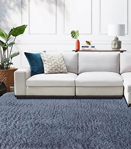 Blue Shaggy Area Rug for Bedroom and Living Room