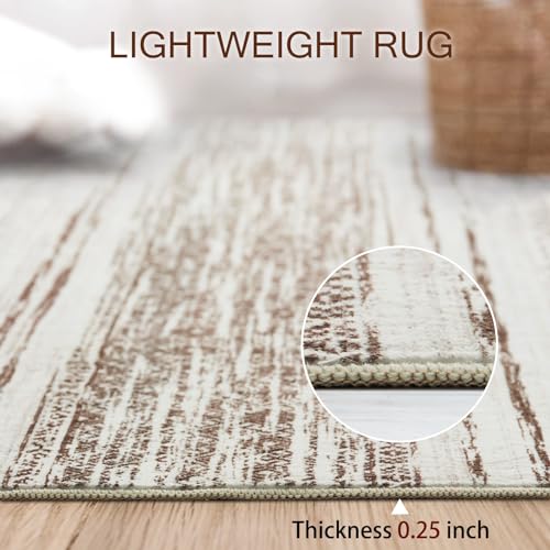 5x7 Soft Washable Boho Moroccan Area Rug - Cream Brown