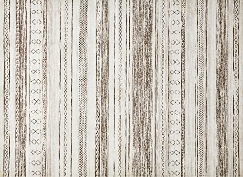 5x7 Soft Washable Boho Moroccan Area Rug - Cream Brown
