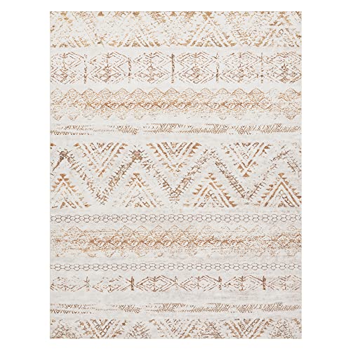 Large Moroccan Soft Fluffy Area Rug: 5x7 Geometric