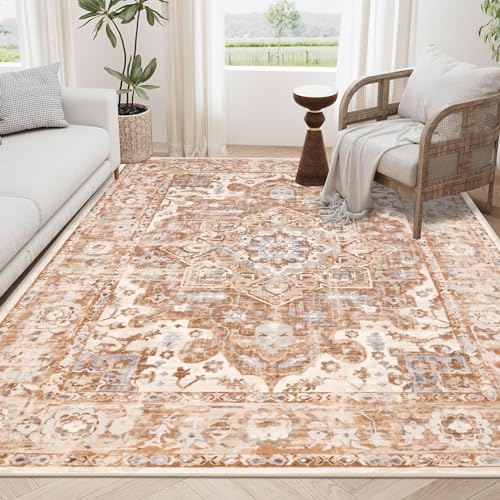 Machine Washable Boho Area Rug 6x9, Vintage Soft
