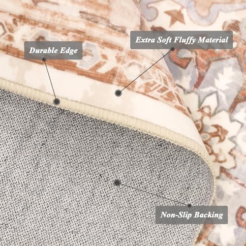 Boho Area Rug 6x9, Vintage Soft Throw Rug