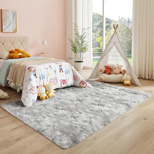 Modern Shag Rug for Bedroom and Living Room, Grey