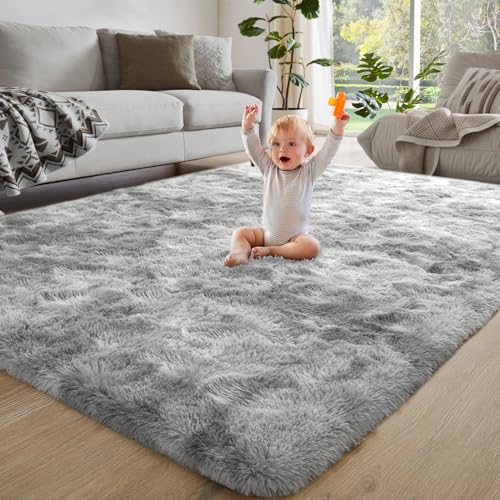 Modern Shag Rug for Bedroom and Living Room, Grey