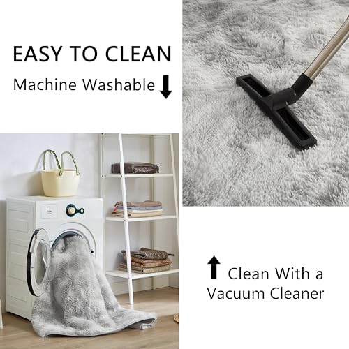 Modern Shag Rug for Bedroom and Living Room, Grey