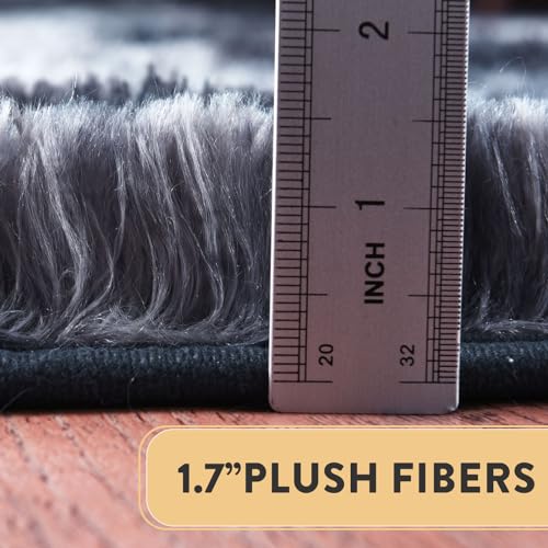 Isdook Grey Blue Tie-Dyed Fluffy Rug - 2x3 Feet