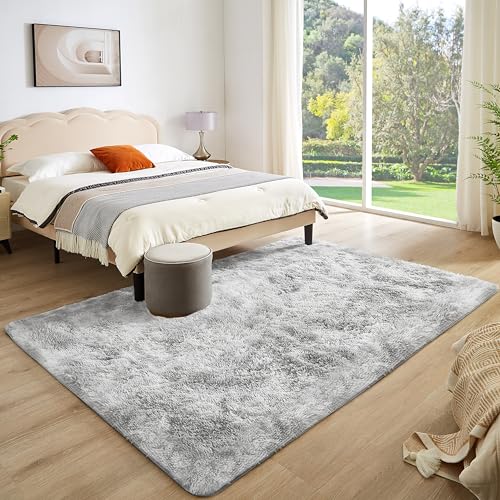 Modern Shag Rug for Bedroom and Living Room, Grey