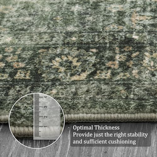 Vintage Boho Washable Area Rug 3x5, Non-Slip Floral