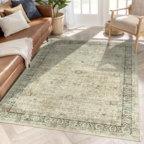 5x7 Vintage Oriental Distressed Area Rug, Non-Slip Indoor