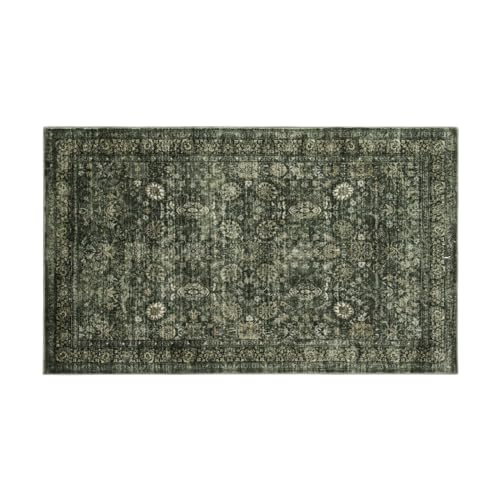 Vintage Boho Washable Area Rug 3x5, Non-Slip Floral