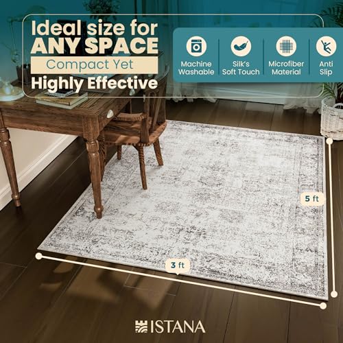 Istana Grey 3x5 Area Rug - Kid & Pet Friendly