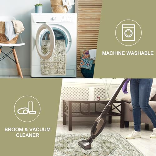 Sage Green Round Vintage Tribal Rug - 4ft