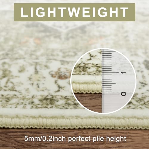 Sage Green Round Vintage Tribal Rug - 4ft