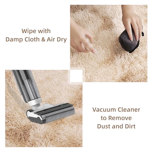 5x8 Tie-Dyed Beige Shag Area Rug, Soft Plush