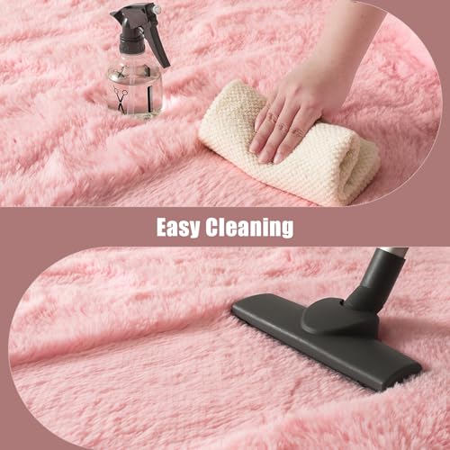 Light Pink Shag Rug for Girls Bedroom, 3x5