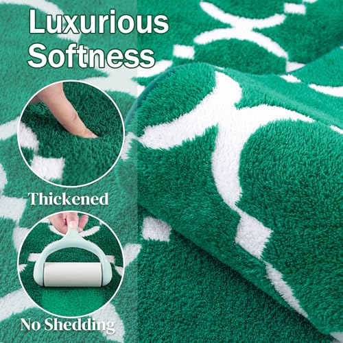 Green Shag Geometric Area Rug, 5x8ft, Washable