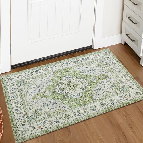 Boho Style Indoor Outdoor Entryway Rug - Green