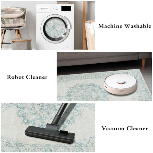 Vintage Oriental Medallion Washable Non-Slip Large Area Rug