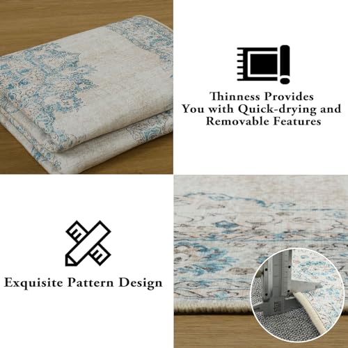 Vintage Oriental Medallion Washable Non-Slip Large Area Rug