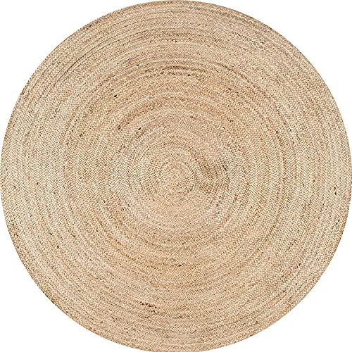 Handmade Beige Natural Jute Round Area Rug Decor