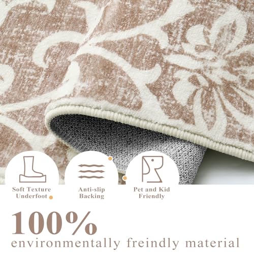 Vintage Floral Washable Area Rug, 3x5 Soft & Stylish