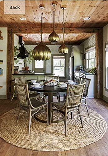 Handmade Beige Natural Jute Round Area Rug Decor