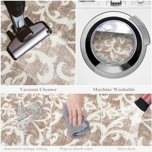 Vintage Floral Washable Area Rug, 3x5 Soft & Stylish