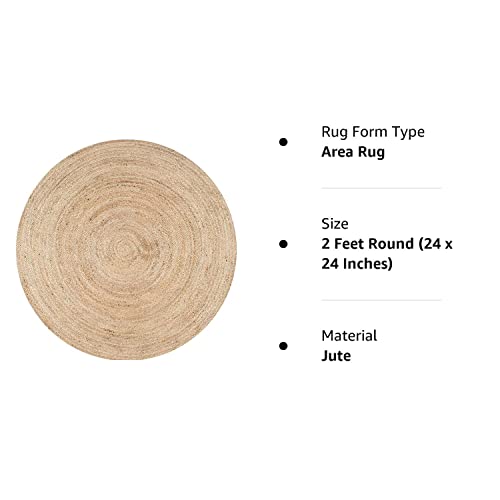 Handmade Beige Natural Jute Round Area Rug Decor