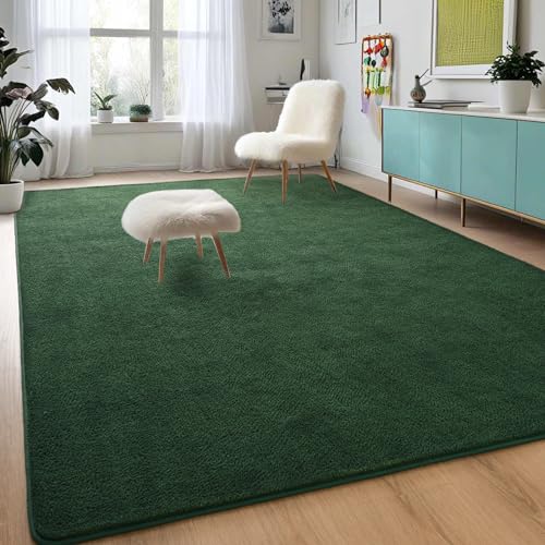 Super Soft Dark Green Area Rug, Memory Foam, Washable