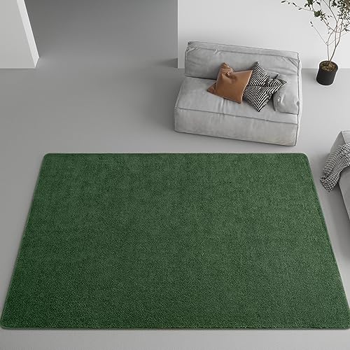 Super Soft Dark Green Area Rug, Memory Foam, Washable