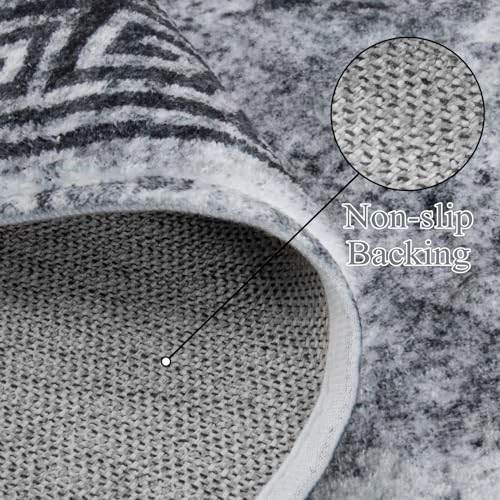 Modern Bordered Washable Rug, 3x5 Soft Non-Slip Accent